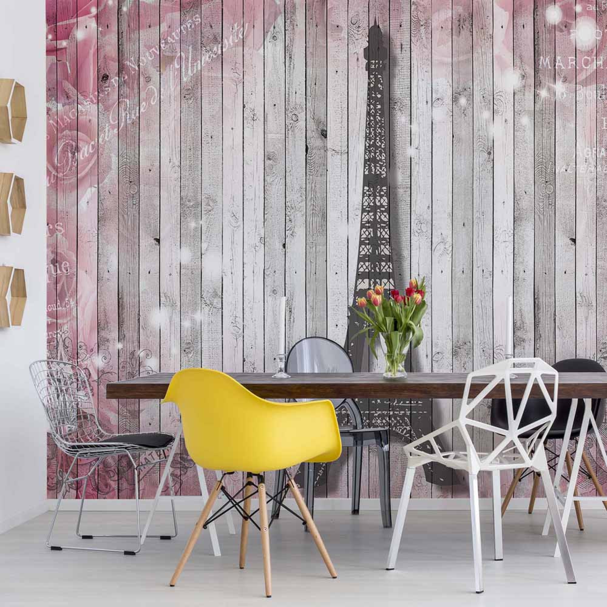 Eiffel Tower Paris Pink Roses Flowers Vintage Wood - Carte Da Parati Ebay , HD Wallpaper & Backgrounds