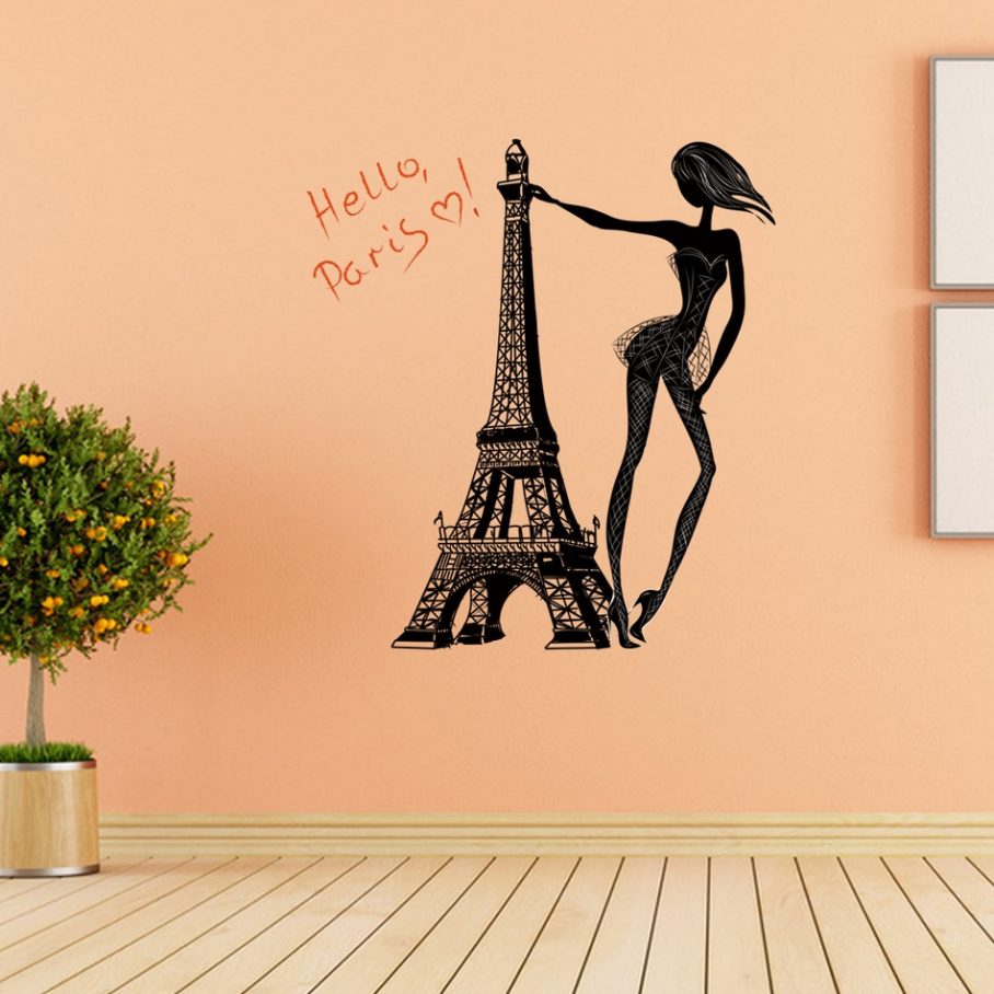 Wall Sticker Paris Pink Decor Eiffel Tower Themed Bedroom - Desain Tembok Kamar Gaming , HD Wallpaper & Backgrounds