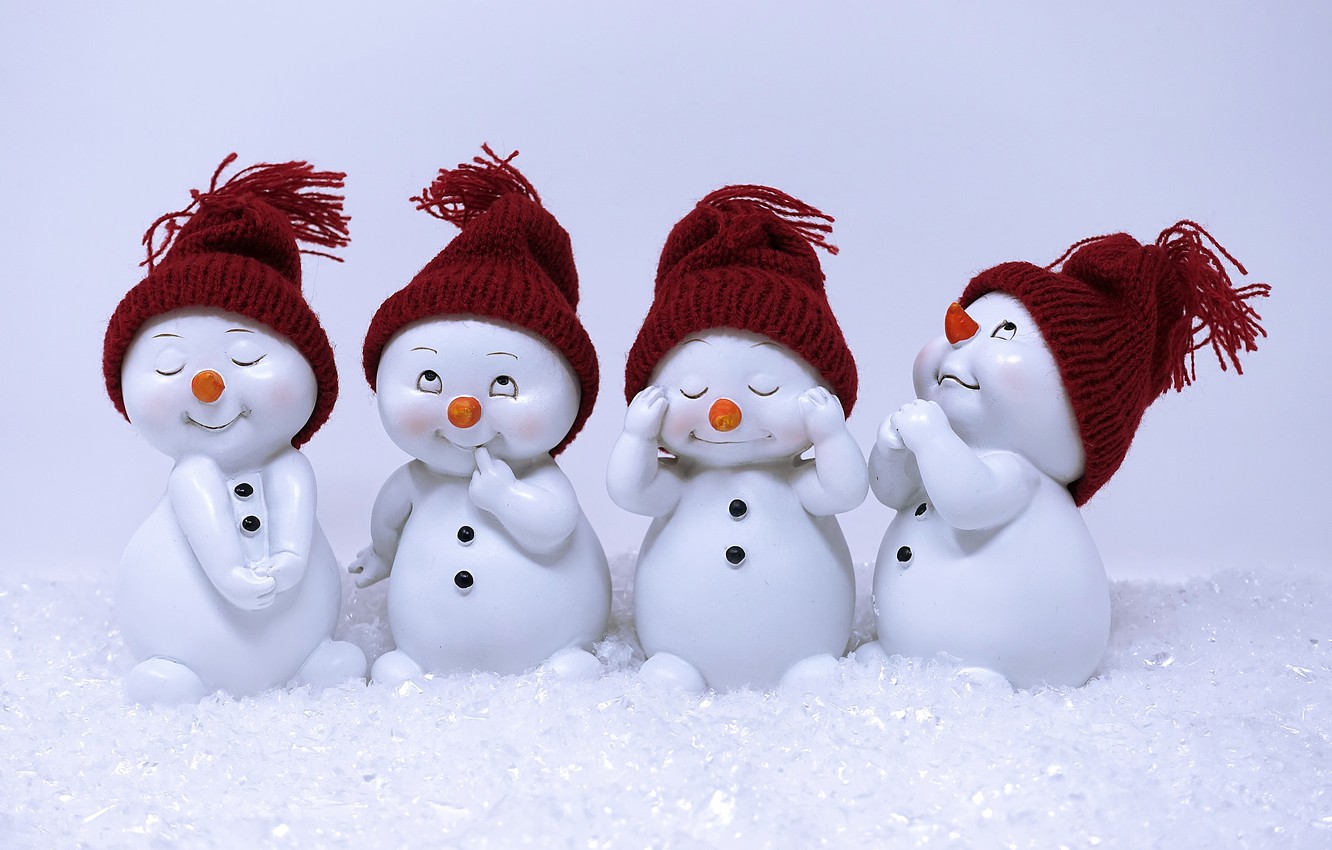 Photo Wallpaper Winter, Christmas, Figure, Cute, Snowman, - Cute Winter , HD Wallpaper & Backgrounds
