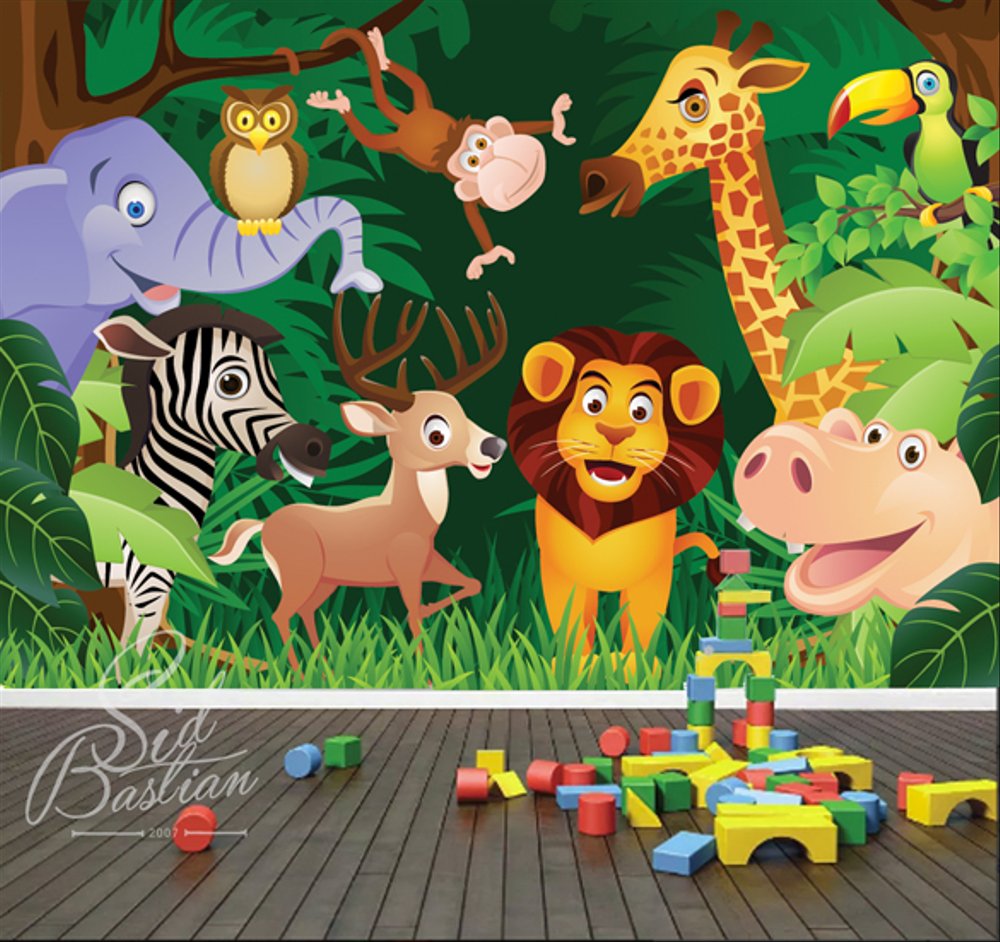 Wallpaper Anak Wallpaper Custom Zoo - Animated Jungle With Animals , HD Wallpaper & Backgrounds