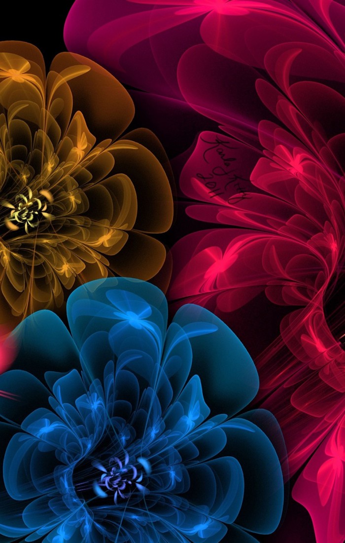 Digital Shine Colors Flowers In Black Hd Mobile Wallpaper - Digital Wallpaper Hd For Mobile , HD Wallpaper & Backgrounds