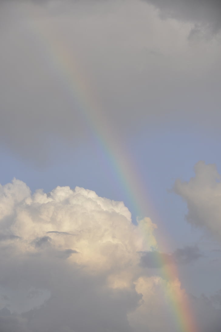 Wallpaper Awan Biru - White Sky With Rainbow , HD Wallpaper & Backgrounds