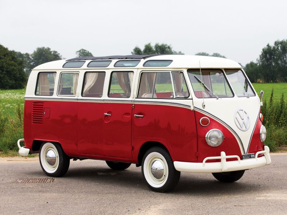 1964aei66 Volkswagen T-1 Deluxe Micro Bus Van Classic - Old Volkswagen Van Red , HD Wallpaper & Backgrounds