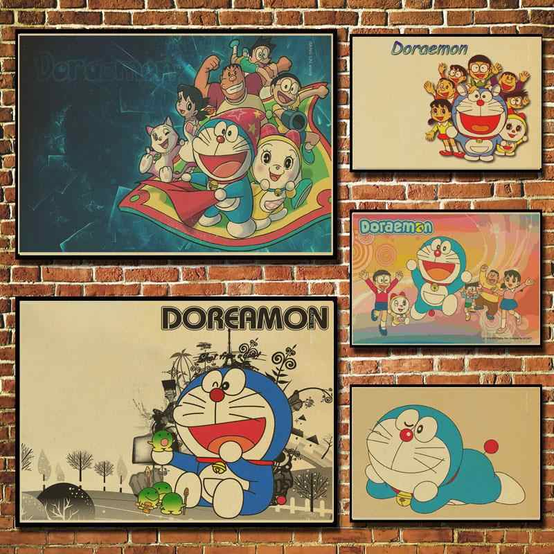 Retro Kartun Poster Film Doraemon Kertas Dekoratif - Doraemon , HD Wallpaper & Backgrounds