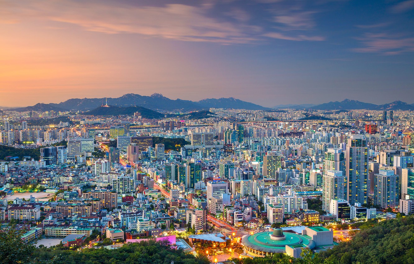Photo Wallpaper Panorama, South Korea, Seoul, Seoul, - Korea , HD Wallpaper & Backgrounds