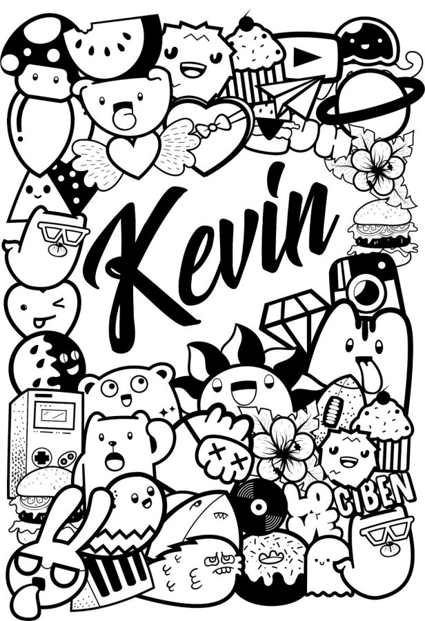 Wallpaper Doodle Art Berwarna - Doodle Nama Kevin , HD Wallpaper & Backgrounds