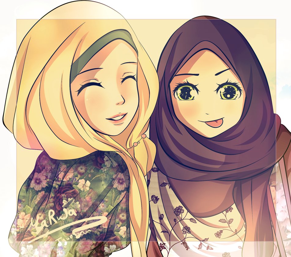Wallpaper Kartun Lucu Dan Imut - Cute Cartoon Hijab Girl , HD Wallpaper & Backgrounds