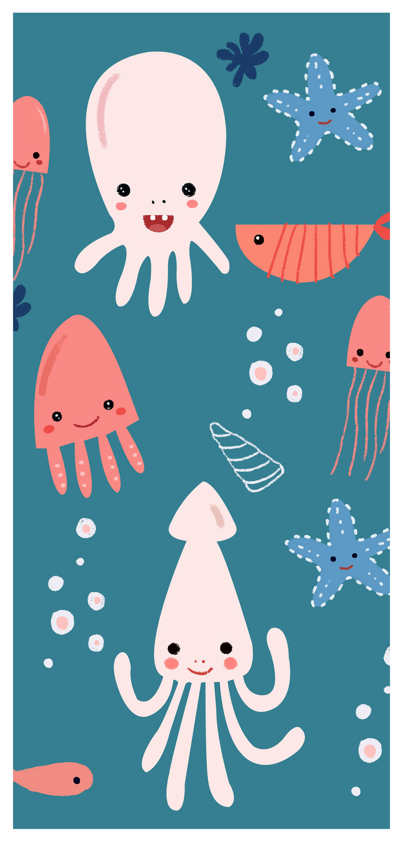 Cartoon Marine Life Cell Phone Wallpaper - Download Wallpaper Bergerak Laut , HD Wallpaper & Backgrounds