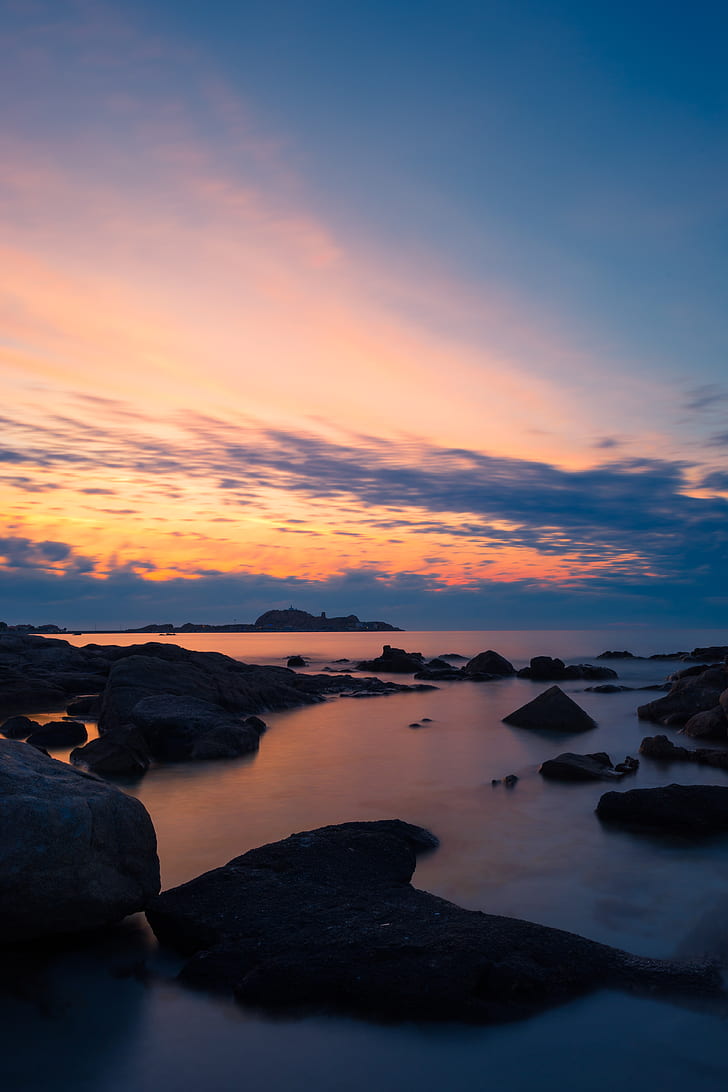 Stones, Sea, Sky, Evening, Coast, Mediterranean, Hd - Mediterran Iphone , HD Wallpaper & Backgrounds