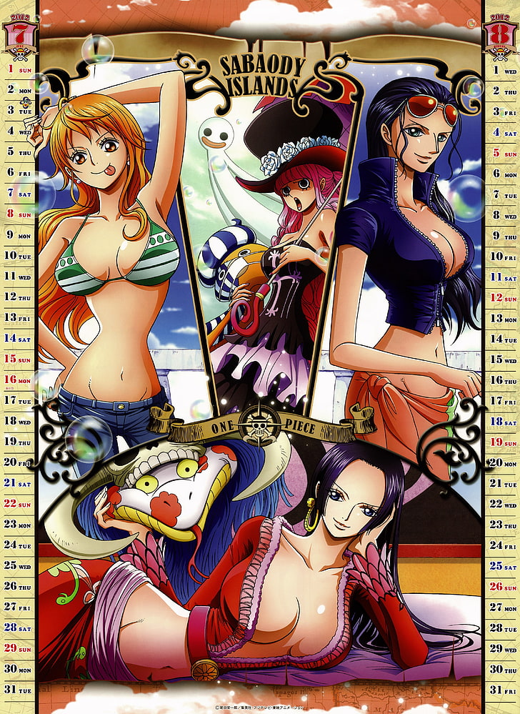 One Piece Nico Robin Nami Calendar 2012 Anime Anime - One Piece Nami Nico Robin Boa Hancock , HD Wallpaper & Backgrounds