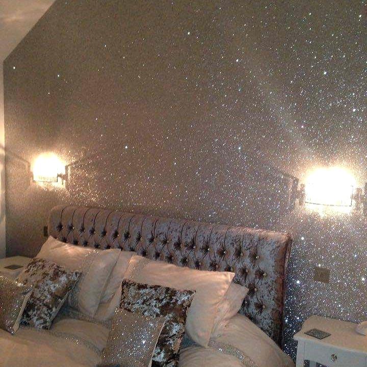 Silver Glitter Wallpaper Bedroom Silver Glitter Wall - Grey Glitter Paint Bedroom , HD Wallpaper & Backgrounds