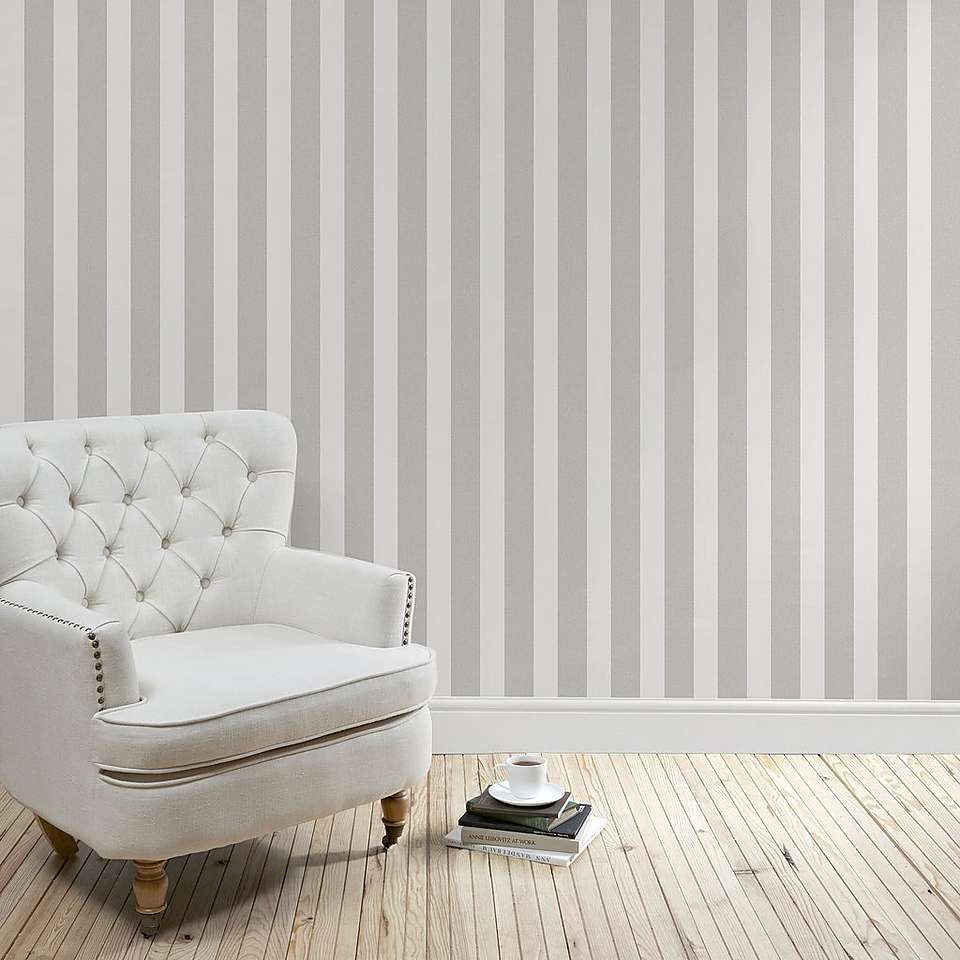 Grey Striped Wallpaper Bedroom , HD Wallpaper & Backgrounds