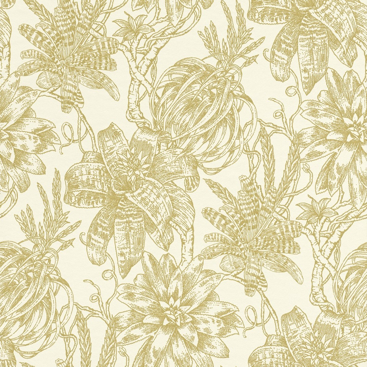 Casa Padrino Luxury Paper Wallpaper Matt Cream / Gold - Tapete Blumen , HD Wallpaper & Backgrounds