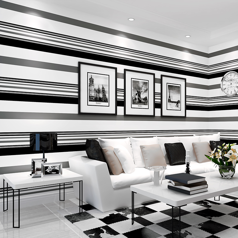 Black And Grey Striped Wallpaper In Bedrooms , HD Wallpaper & Backgrounds