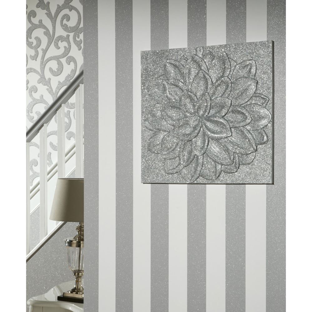 Stripe Wallpaper Glitter Metallic Feature Wall Thumbnail - Grey And White Glitter Striped , HD Wallpaper & Backgrounds