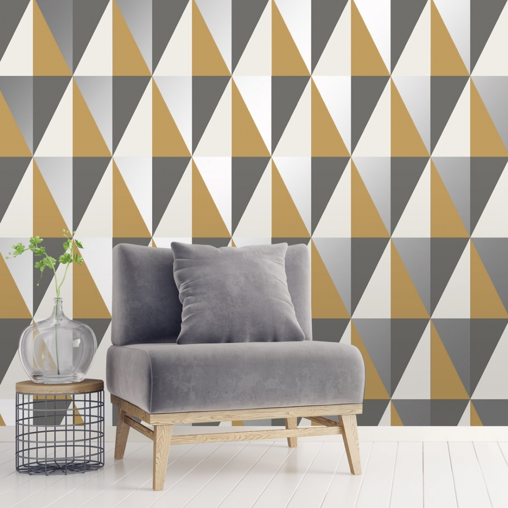 Grey And Mustard Triangle , HD Wallpaper & Backgrounds