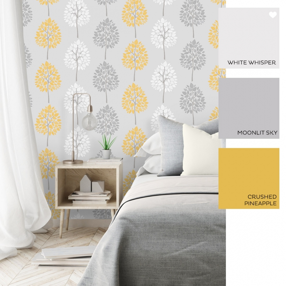 Grey Mustard Wallpaper - Bedroom Yellow And Grey , HD Wallpaper & Backgrounds
