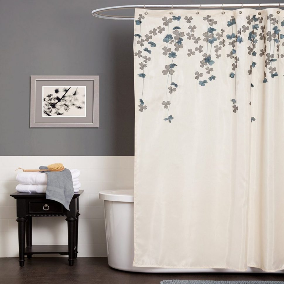 Matching Shower Curtains And Wallpaper - White Gray Blue Shower Curtain , HD Wallpaper & Backgrounds