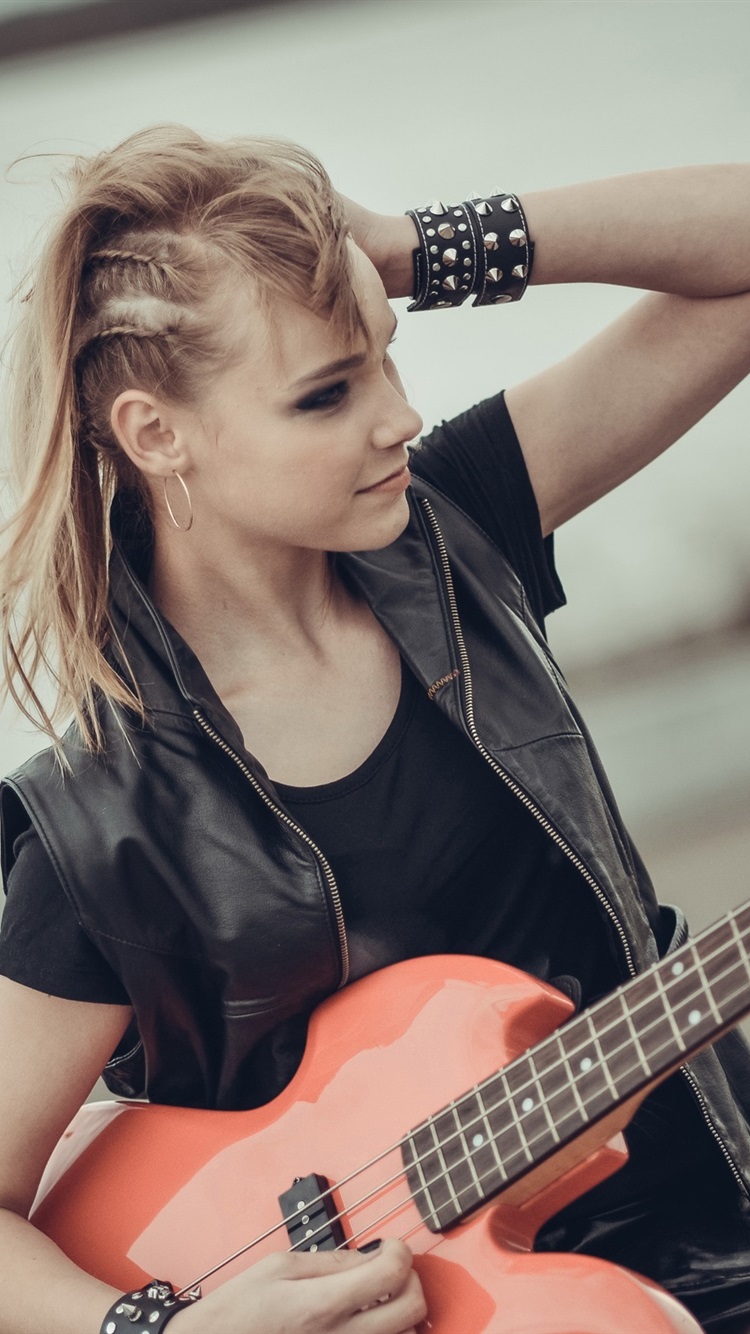 Iphone Wallpaper Blonde Girl, Guitar, Music - Girl Guitar Wallpaper Iphone , HD Wallpaper & Backgrounds