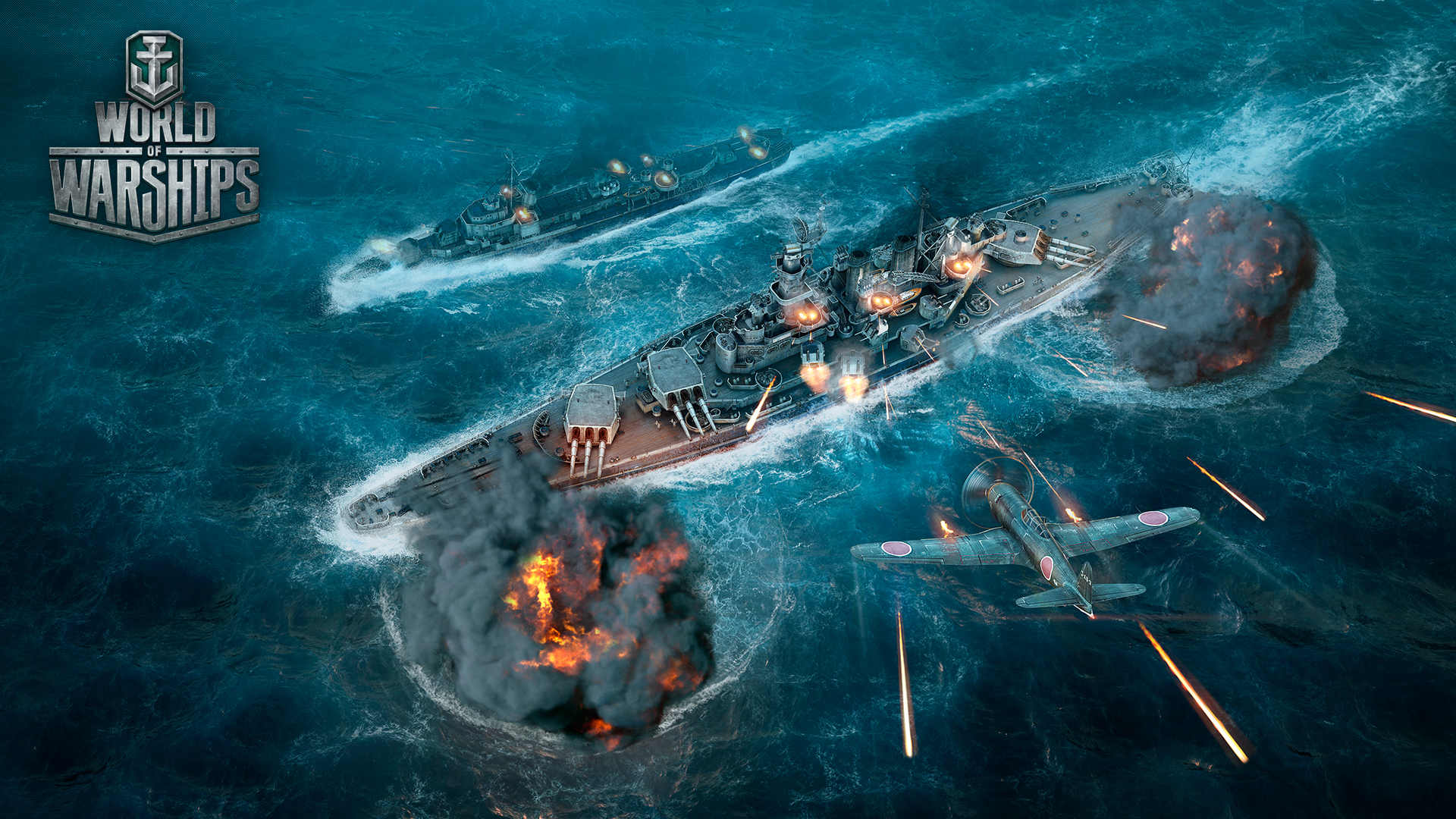 Amagi Class Battlecruiser And Attack World Of Warships - World Of Warships Grátis , HD Wallpaper & Backgrounds