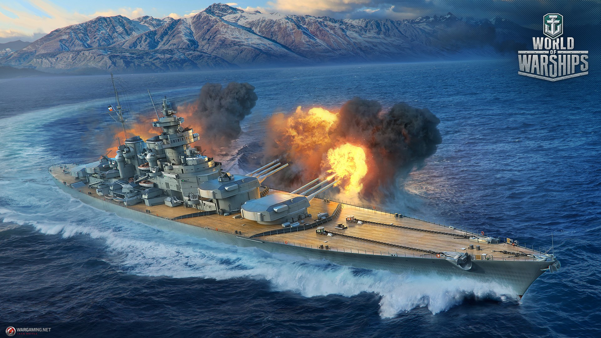 World Of Warships Game Wallpaper - World Of Warships Battleships Firing , HD Wallpaper & Backgrounds