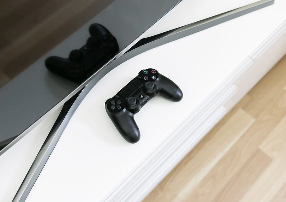 Black Sony Ps3 Controller On White Surface, Reflection, - Joystick Ps4 , HD Wallpaper & Backgrounds