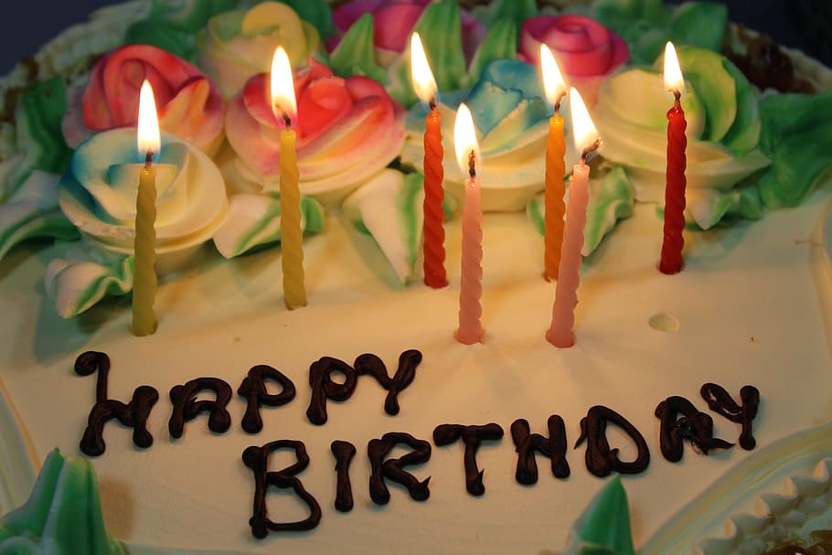 Birthday Cake, Birthday, Cake, Candles, Sweet, Flowers, - Birthday Cake And Flowers Candles , HD Wallpaper & Backgrounds