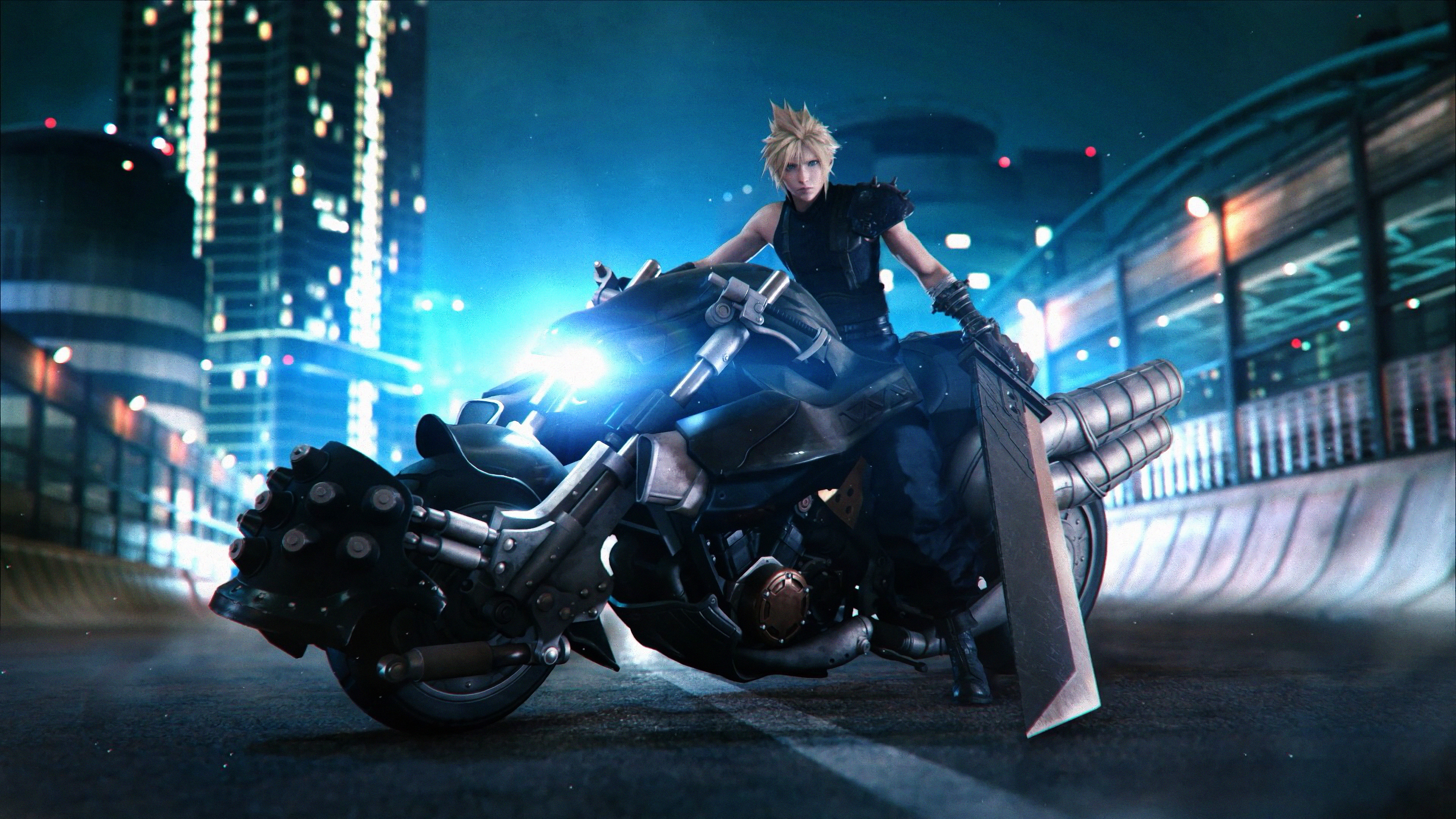 Cloud Strife, Motorcycle, Final Fantasy 7 Remake, 4k, - Final Fantasy 7 Remake Wallpaper 4k , HD Wallpaper & Backgrounds