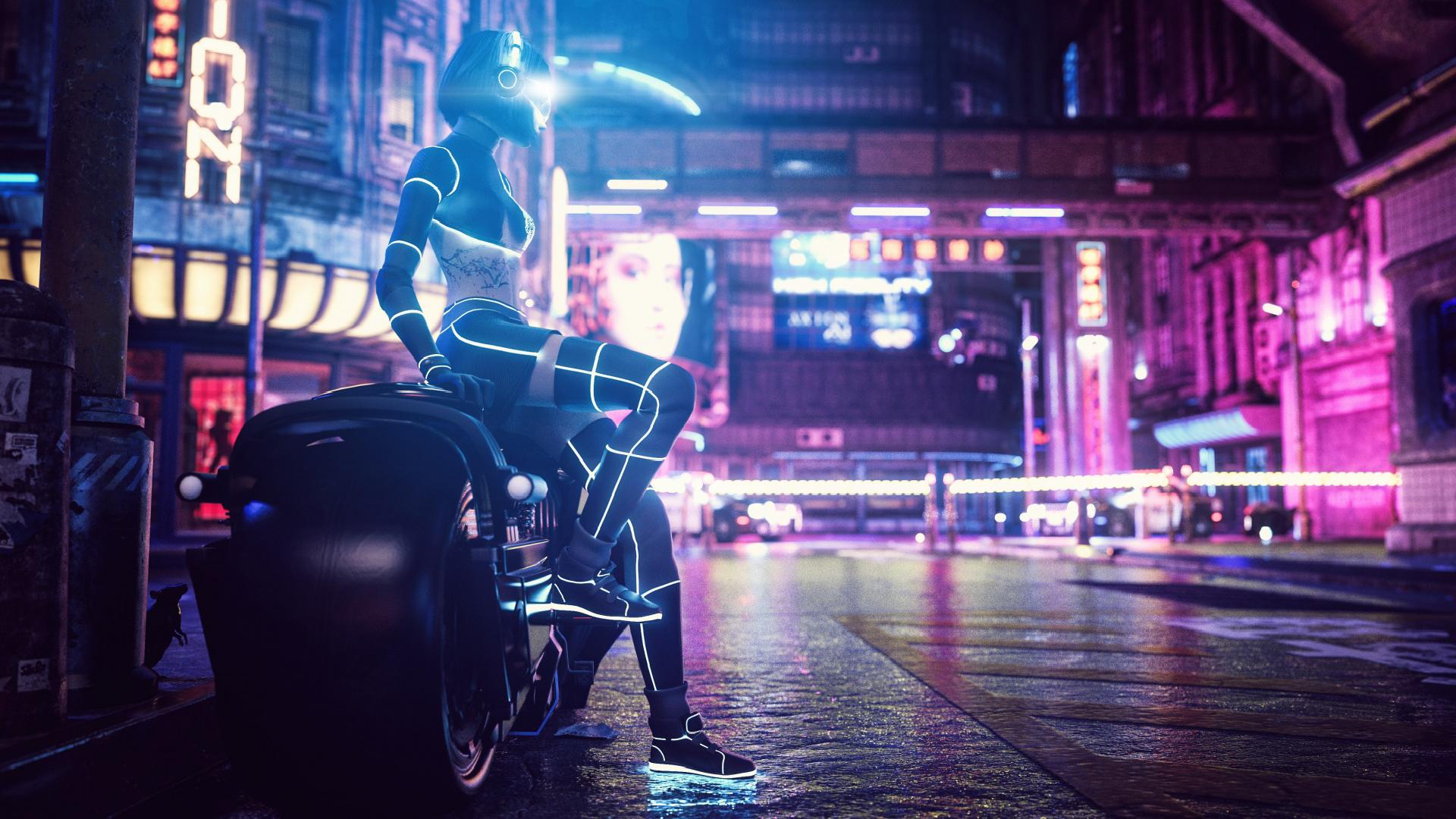 Cyberpunk Girl Motorcycle , HD Wallpaper & Backgrounds