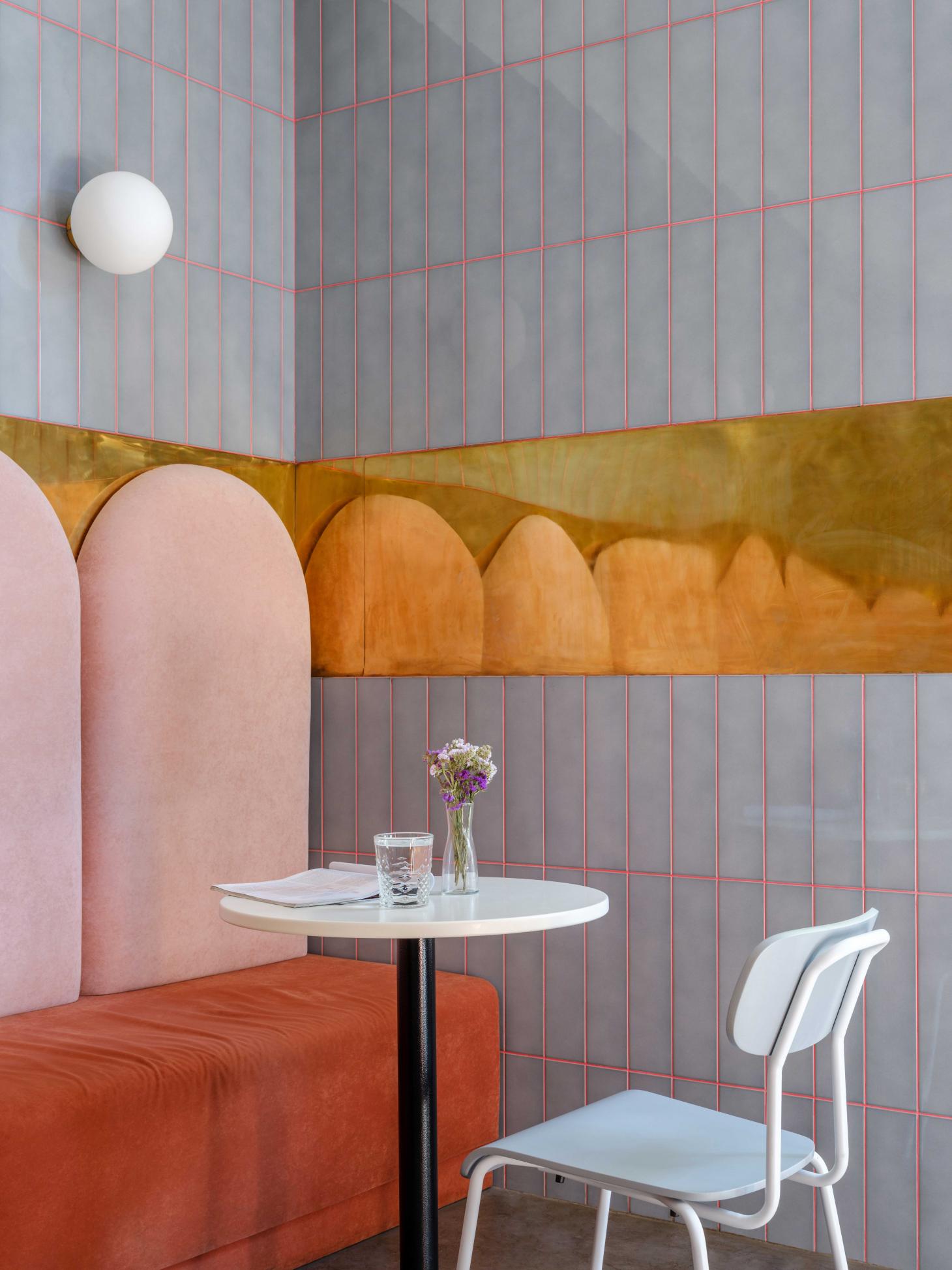 Corner Table And Seating The Breadway Bakery, Odessa, - Wes Anderson Inspired Bar , HD Wallpaper & Backgrounds