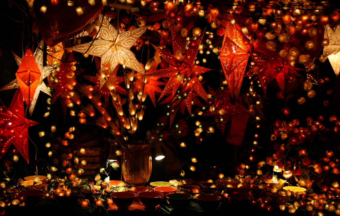 Photo Wallpaper Lights, Wallpaper, Christmas, Holidays, - Christmas Lights , HD Wallpaper & Backgrounds