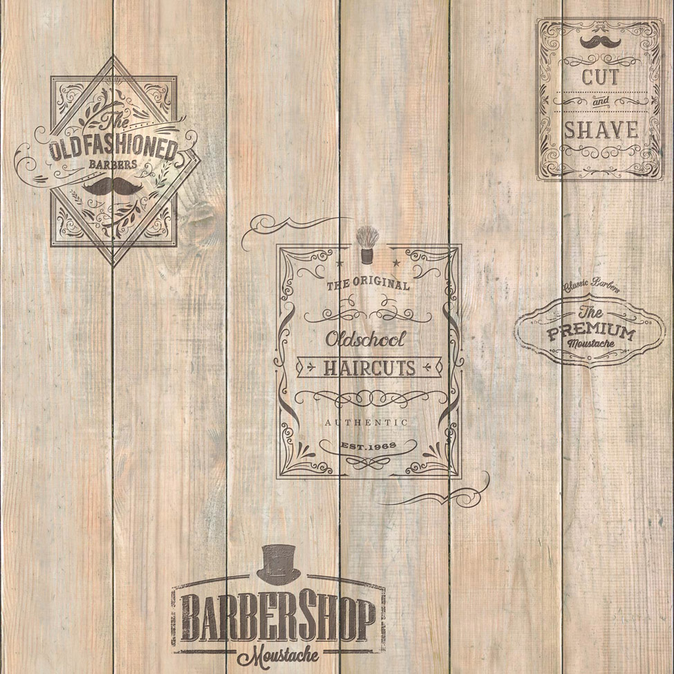 Modern Wallpaper Wooden Barber Shop Muriva 579627 Wp - Empapelado Barberia , HD Wallpaper & Backgrounds