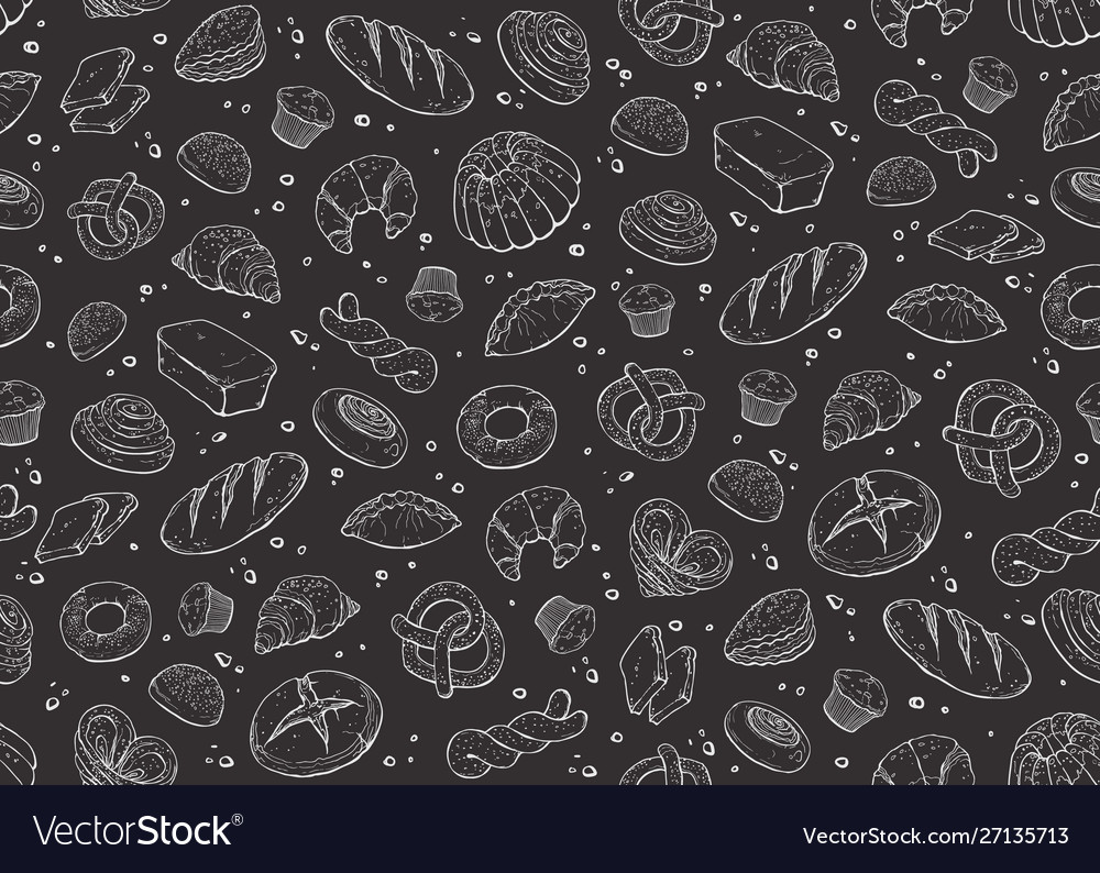 Bakery Seamless Background - Bakery Background Black And White , HD Wallpaper & Backgrounds