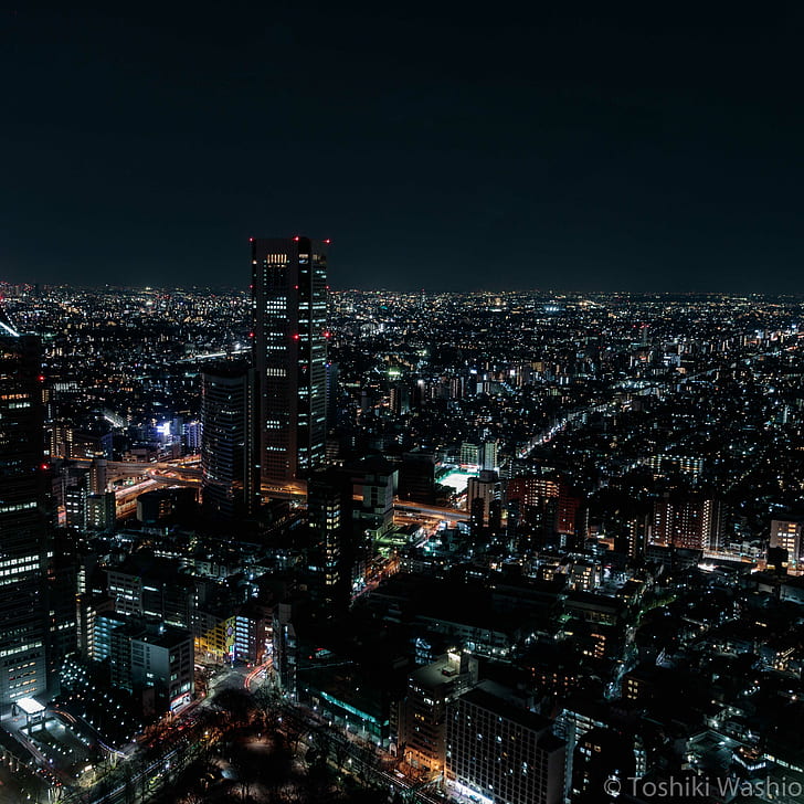 Night City, Aerial View, City Lights, Overview, Skyline, - Tokyo Metropolitan Government Building Observation , HD Wallpaper & Backgrounds