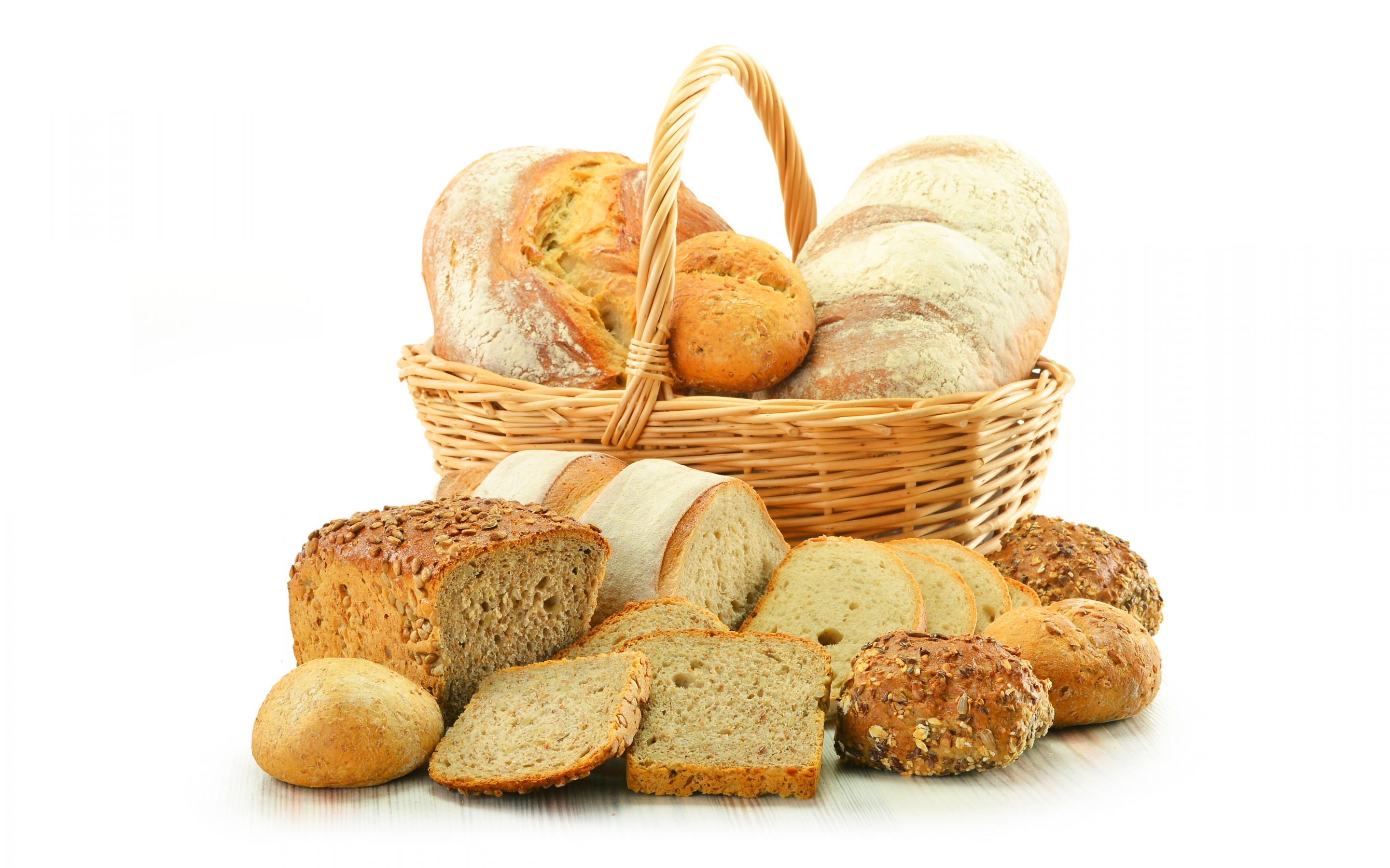 Wallpaper Bread, Basket, White Background, Cakes, Buns, - Harina Para Pan Mexico , HD Wallpaper & Backgrounds