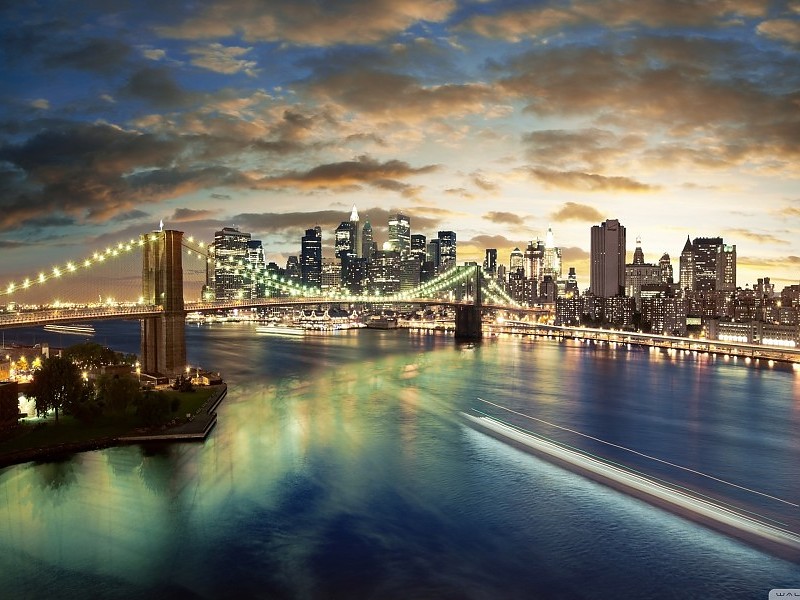 New York Full Hd Brooklyn Bridge Wallpaper - Nyc Dual Monitor Backgrounds , HD Wallpaper & Backgrounds