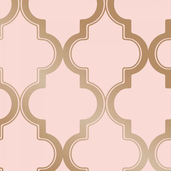 Marrakesh Self-adhesive Wallpaper In Pink And Metallic - Tempaper Bronze Gray Marrakesh , HD Wallpaper & Backgrounds