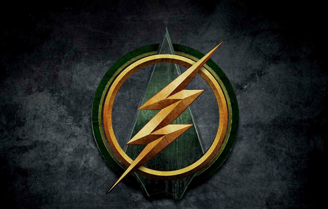 Photo Wallpaper Green, Logo, Crossover, Arrow, Flash, - Arrow E Flash , HD Wallpaper & Backgrounds