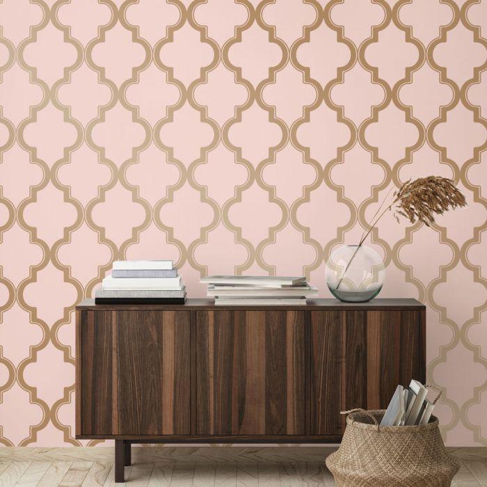 Marrakesh Self-adhesive Wallpaper In Pink And Metallic - Kremmerhuset Bilder , HD Wallpaper & Backgrounds