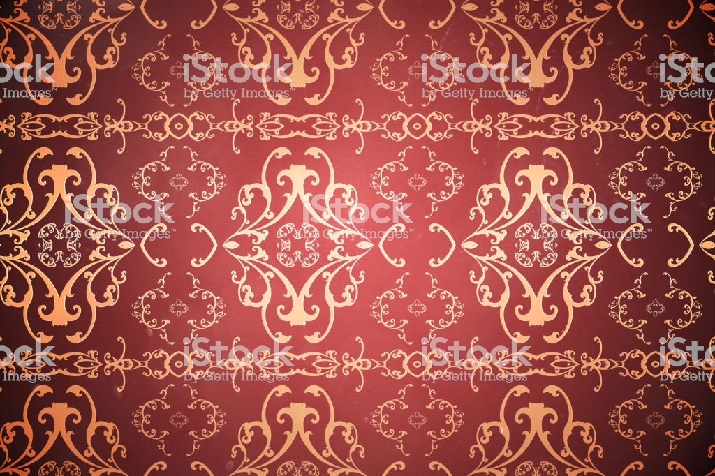 Elegant Patterned Wallpaper In Red And Gold - Stock Photography , HD Wallpaper & Backgrounds
