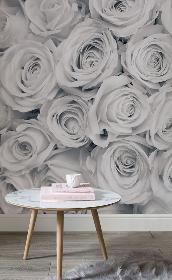 Grey Floral Wallpaper Living Room , HD Wallpaper & Backgrounds