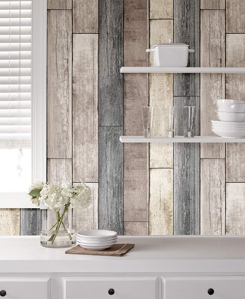 Nuwallpaper™ Peel And Stick Reclaimed Wood Plank Wallpaper - Gray Brick Peel And Stick , HD Wallpaper & Backgrounds