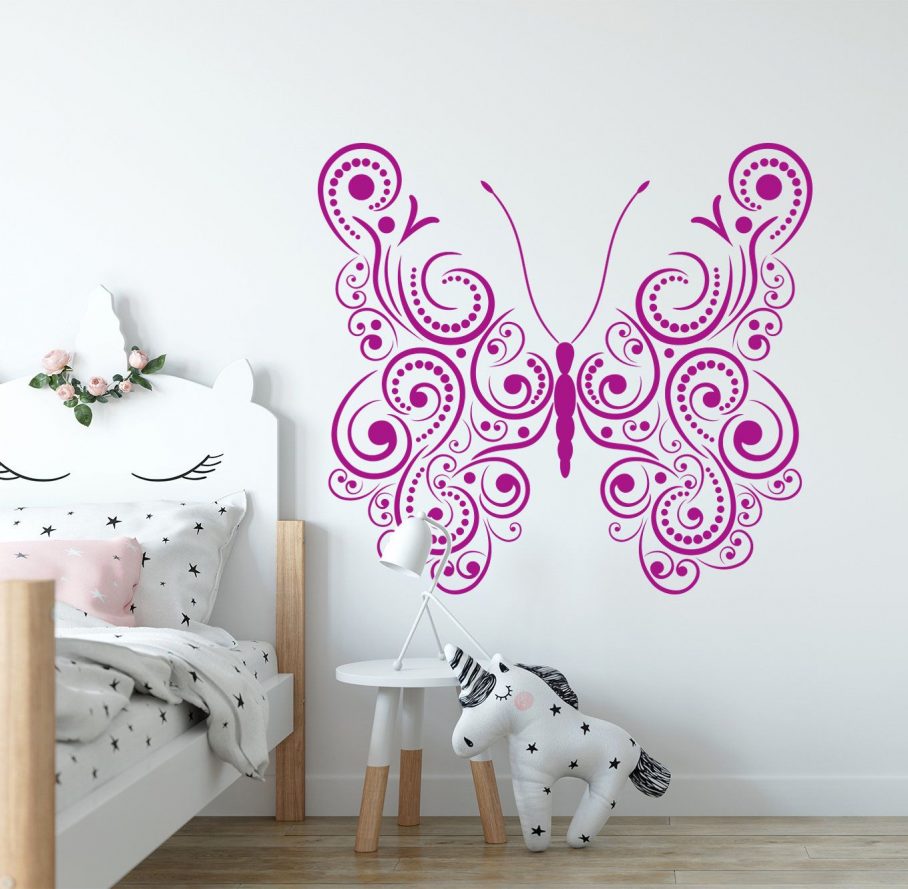 Room Stickers Design Wallpaper Girl For Bikes Decorations - Free Kids Wall Mockup Psd , HD Wallpaper & Backgrounds