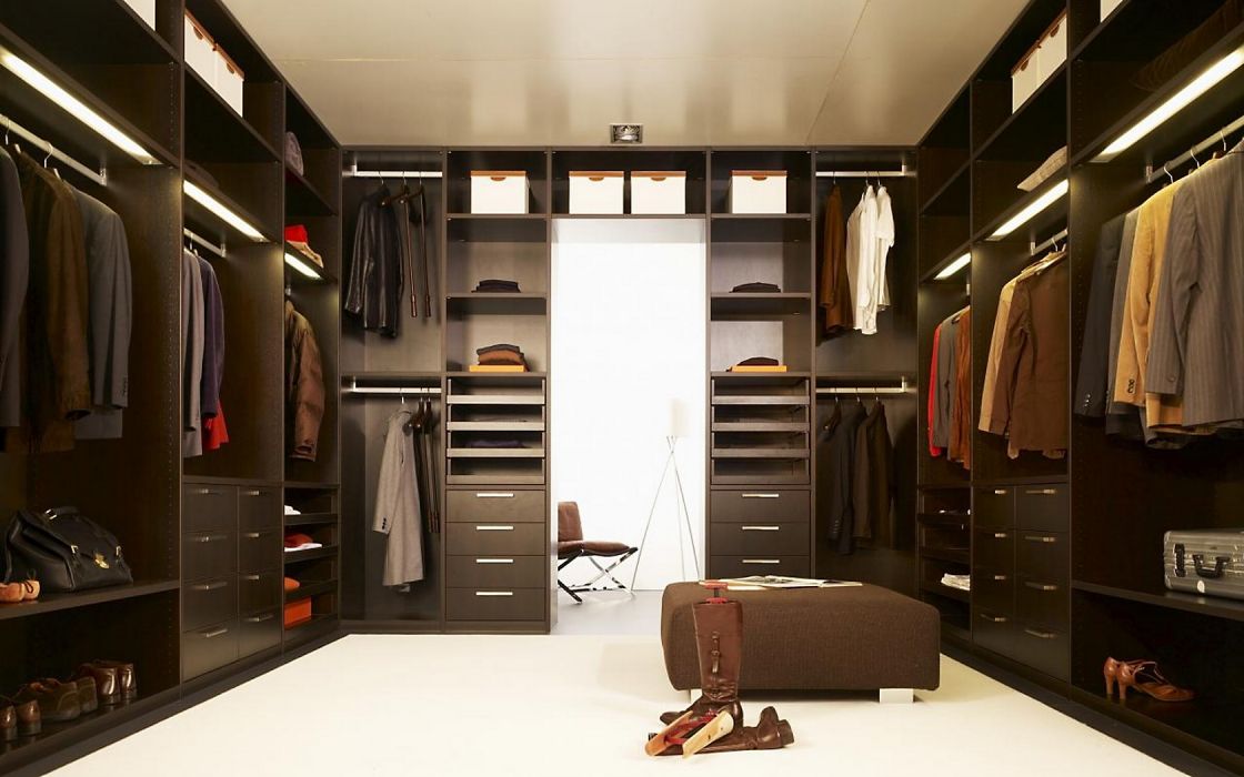 Interior Design Elegant Dark Brown Wardrobe Closet - Wardrobe Design , HD Wallpaper & Backgrounds