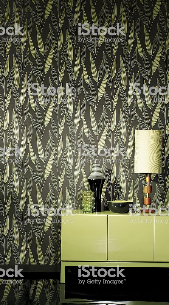 Interior Of Retro Style Cabinet Against Wallpaper - Retro , HD Wallpaper & Backgrounds