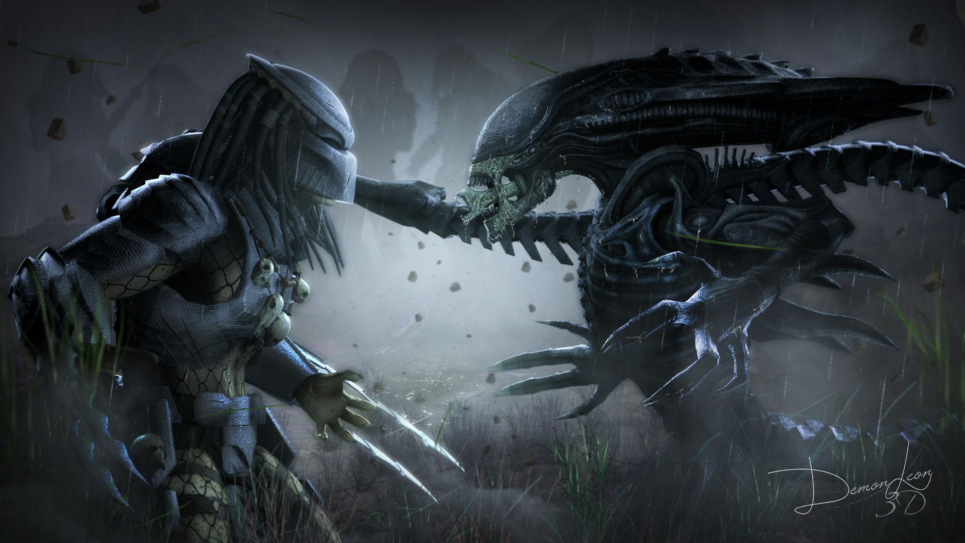 Alien Vs Predator Wallpaper - Predator And Alien , HD Wallpaper & Backgrounds