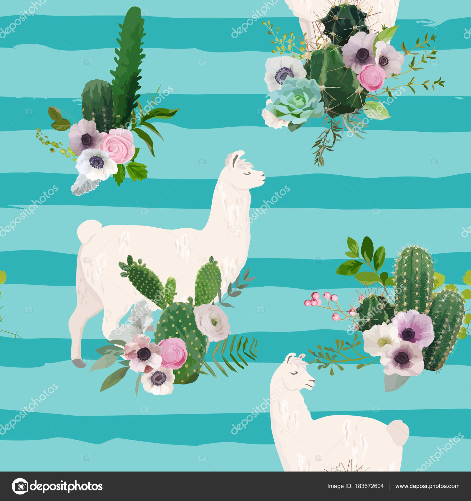 Llama And Cactus Seamless Pattern - Llamas And Cactus Backgrounds , HD Wallpaper & Backgrounds