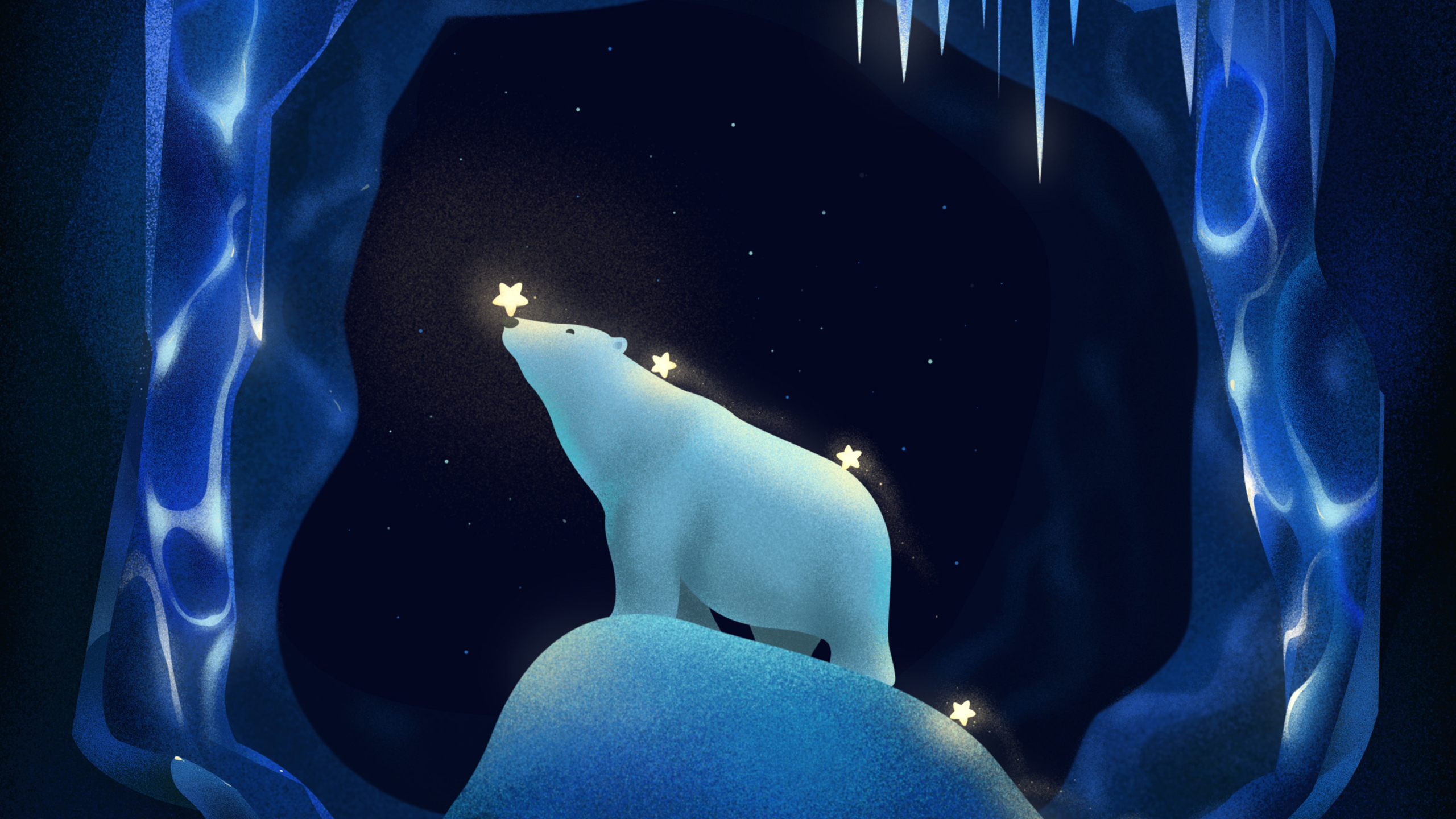 Pc Polar Bear Stars , HD Wallpaper & Backgrounds