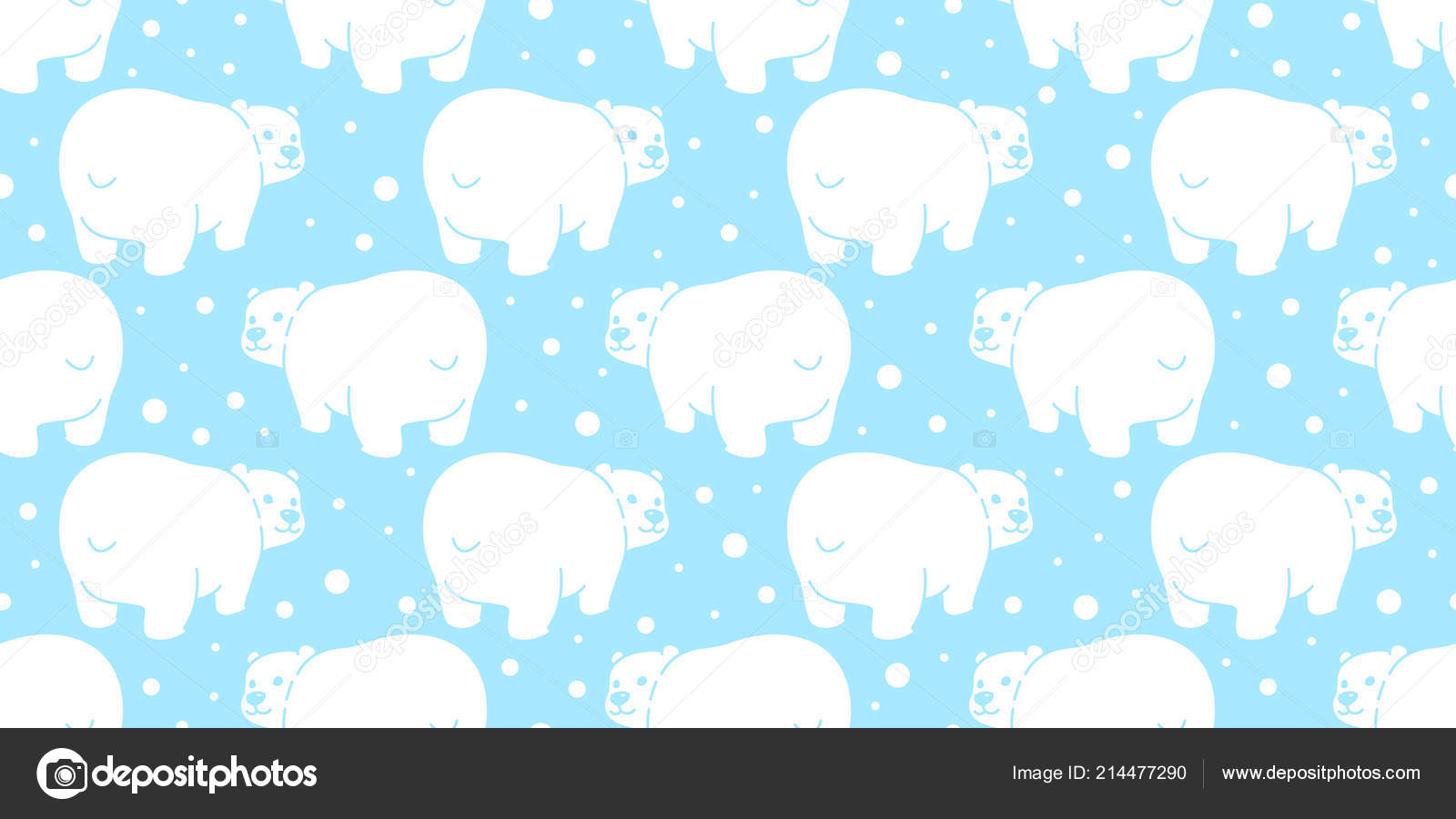 Bear Seamless Pattern Polar Bear Vector Snow Background - Indian Elephant , HD Wallpaper & Backgrounds