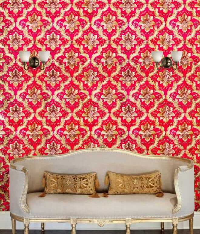 Maroon & Gold Damask Wallpaper - Wall , HD Wallpaper & Backgrounds